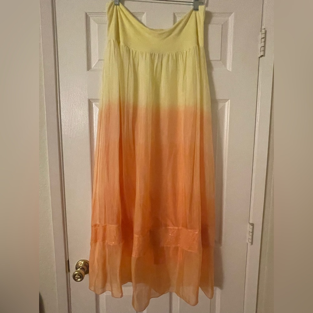 Halter Belle France dress/skirt size large in orange & yellow